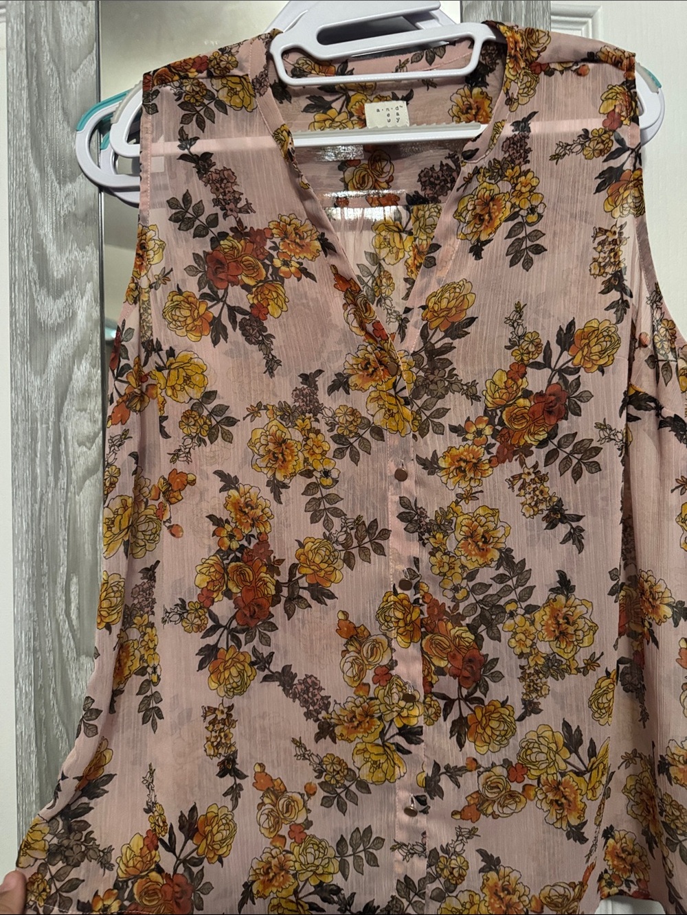 a new day Pink Sleeveless Floral Button-Front Camisole